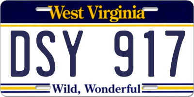 WV license plate DSY917