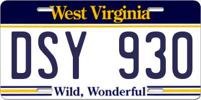 WV license plate DSY930