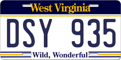 WV license plate DSY935