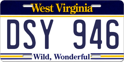 WV license plate DSY946