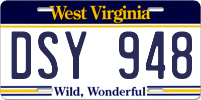 WV license plate DSY948