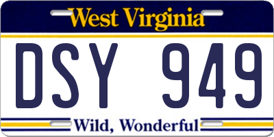 WV license plate DSY949