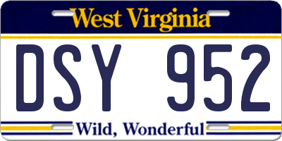 WV license plate DSY952