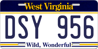 WV license plate DSY956