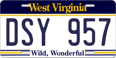 WV license plate DSY957