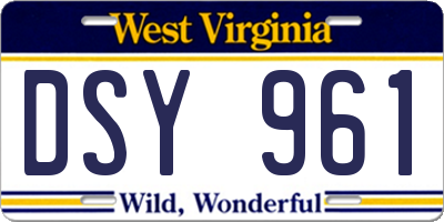 WV license plate DSY961
