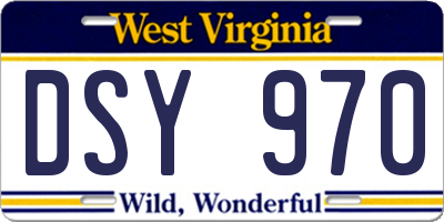 WV license plate DSY970