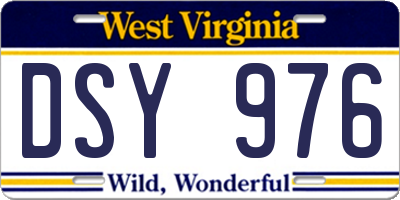 WV license plate DSY976