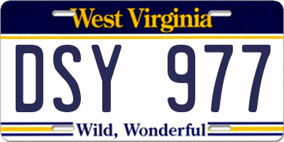 WV license plate DSY977