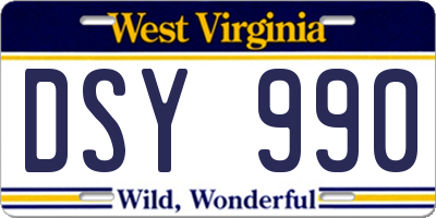 WV license plate DSY990