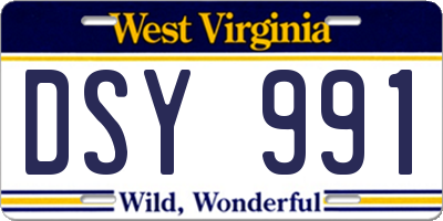 WV license plate DSY991