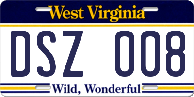 WV license plate DSZ008