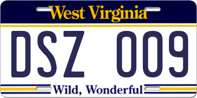 WV license plate DSZ009