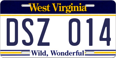 WV license plate DSZ014