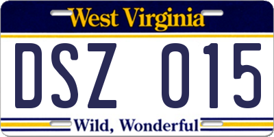 WV license plate DSZ015