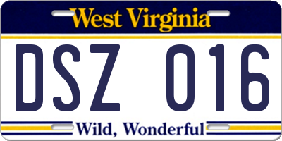 WV license plate DSZ016