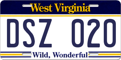 WV license plate DSZ020