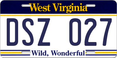 WV license plate DSZ027