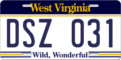 WV license plate DSZ031