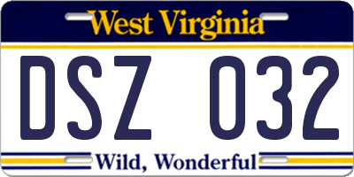 WV license plate DSZ032