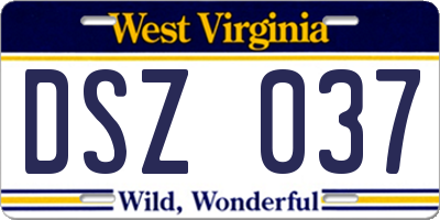 WV license plate DSZ037