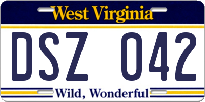 WV license plate DSZ042