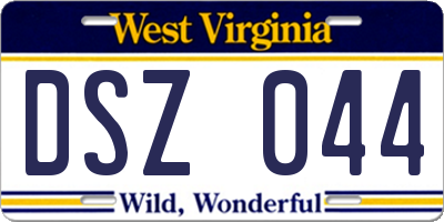 WV license plate DSZ044