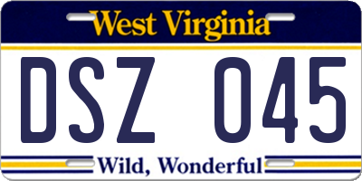 WV license plate DSZ045
