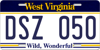 WV license plate DSZ050