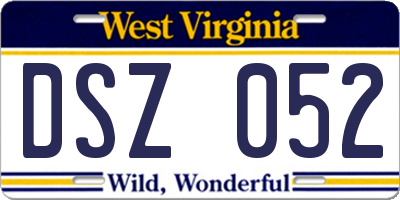 WV license plate DSZ052