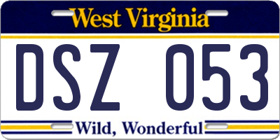 WV license plate DSZ053