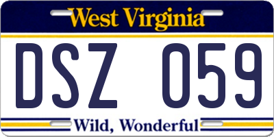 WV license plate DSZ059