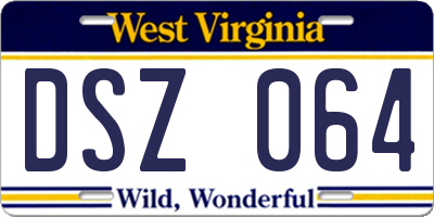 WV license plate DSZ064