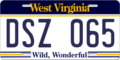 WV license plate DSZ065