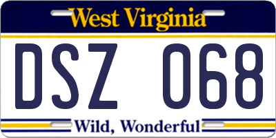 WV license plate DSZ068