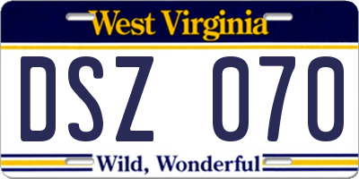 WV license plate DSZ070