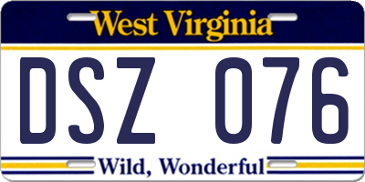 WV license plate DSZ076