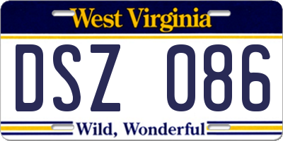 WV license plate DSZ086