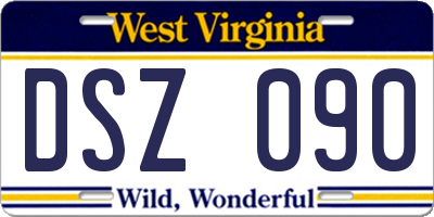 WV license plate DSZ090