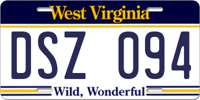 WV license plate DSZ094