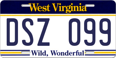 WV license plate DSZ099