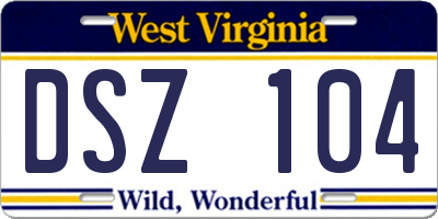 WV license plate DSZ104