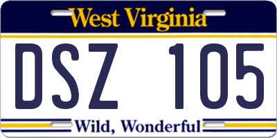 WV license plate DSZ105