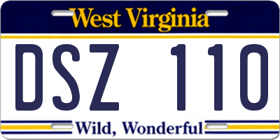 WV license plate DSZ110