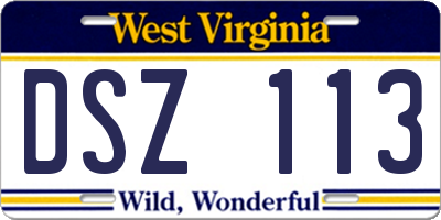 WV license plate DSZ113