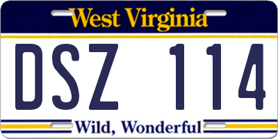 WV license plate DSZ114