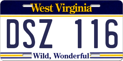 WV license plate DSZ116