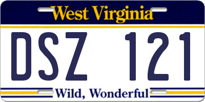 WV license plate DSZ121