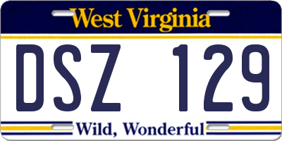 WV license plate DSZ129