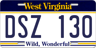 WV license plate DSZ130